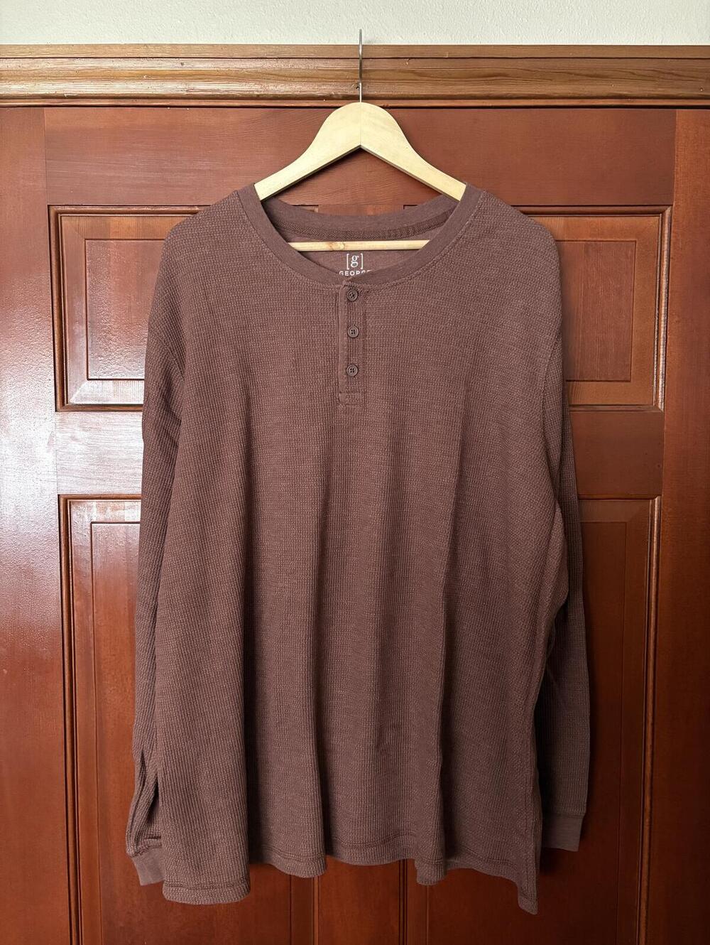 George Brown Waffle Knit Henley Shirt Men’s 3XL (54–56)